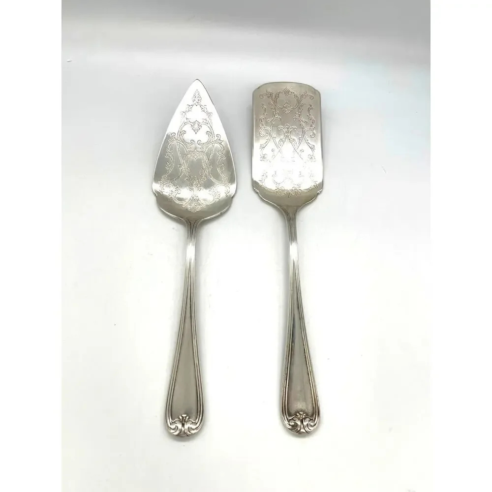 Vintage Gorham Heritage Silverplate Set of 2 Cake / Pie Servers 11.5